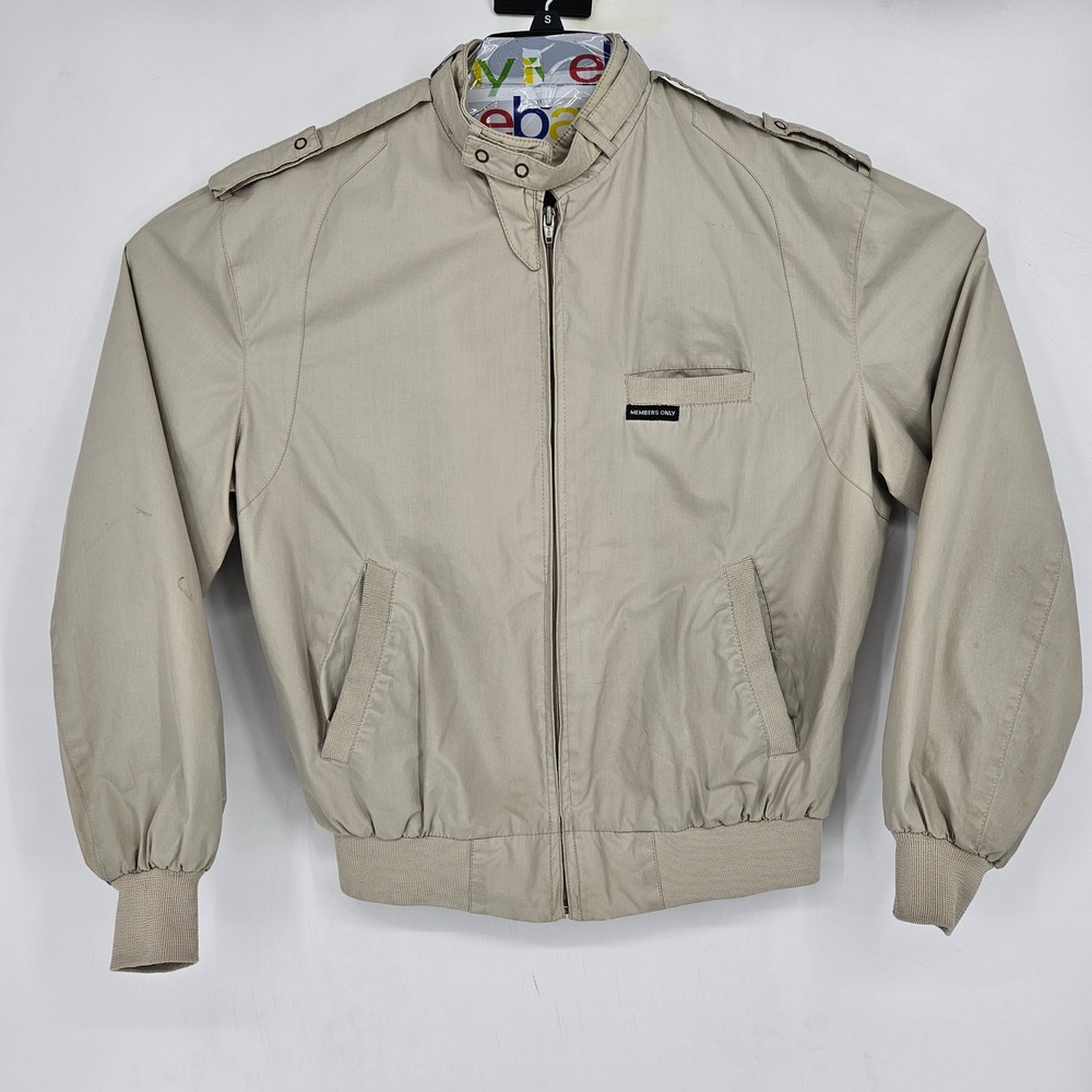 Vintage Members Only Jacket Mens 40 Classic Iconic Racer Tan 80s 90s Bomber